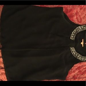 Black blouse with jeweled collar